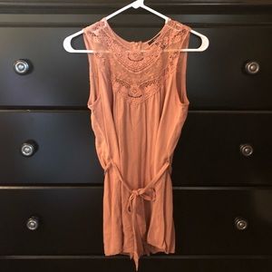 Forever 21 Peach colored romper with bow tie